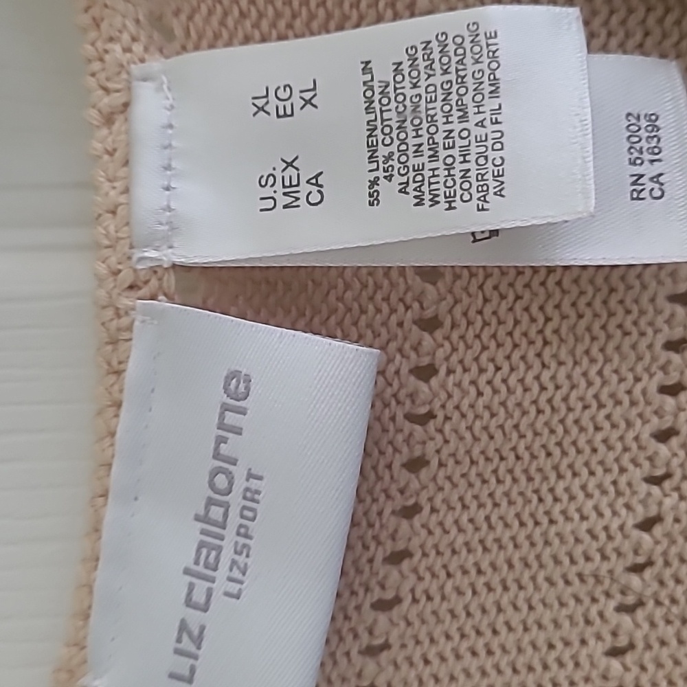 Liz Claiborne Women's V-Neck Open-Knit Sweater Tank in Light Beige - Picture 2 of 7
